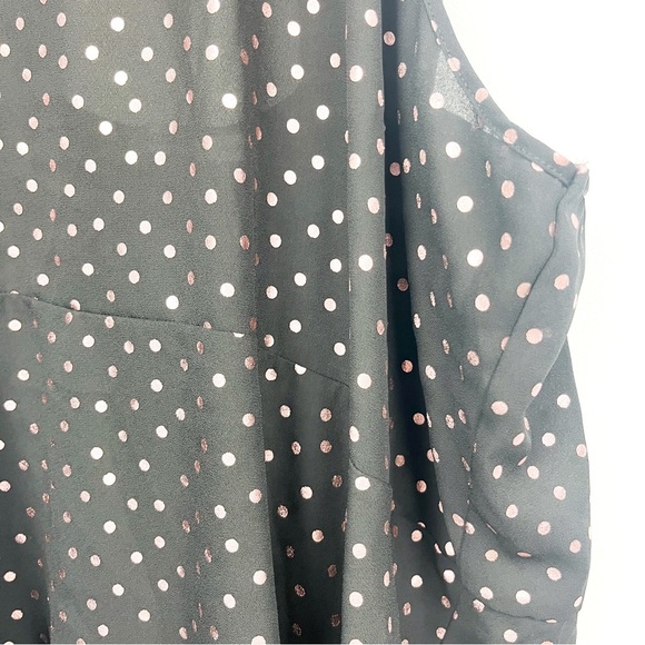 Ricki’s Black Sleeveless Blouse with Rose Gold Pink Polka Dots & High Neck - Picture 6 of 9